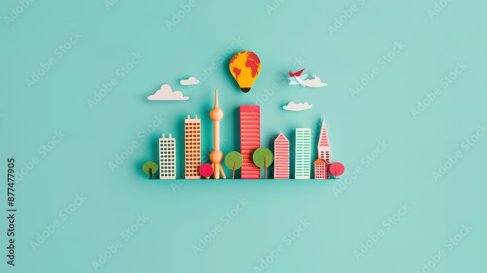 Obraz premium A graphic representation of sustainable development goals, emphasizing the role of shared knowledge and collaboration in achieving global sustainability.