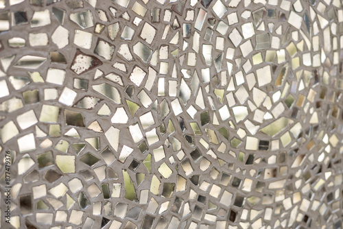 Obraz na płótnie Mirror with crystals in wall, decoration and reflection. Abstract glass background. w salonie