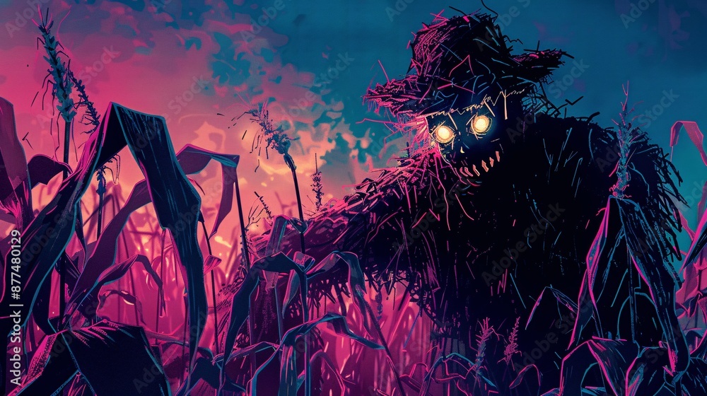 Creepy Scarecrow in a Cornfield. Creepy Scarecrow in a Cornfield.