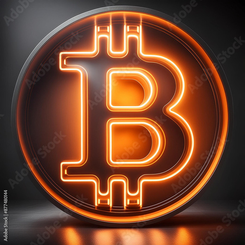Balck Noen Orange bitcoin sign