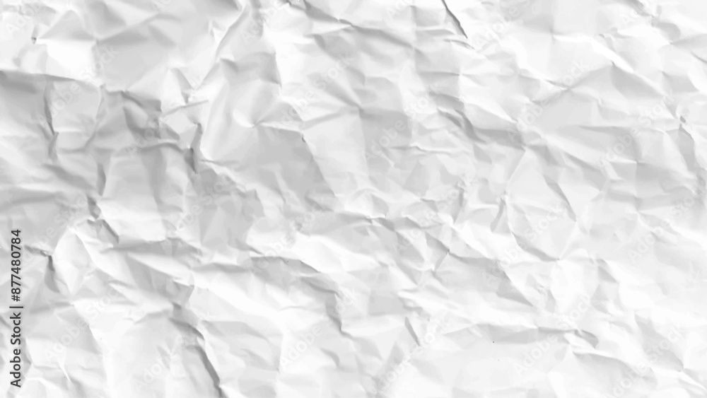 Ragged crumpled white paper texture with wrinkles, banner background Ragged crumpled white paper texture with wrinkles, banner background
