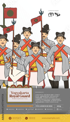 Yogyakarta Royal Guard Bregada Jagakaryan hand drawn illustration