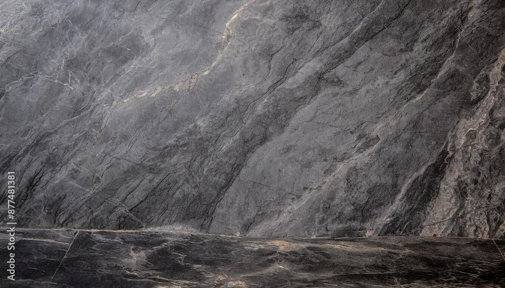 Fototapeta premium Abstract concrete stone wall. dark texture black stone concrete grunge texture and backdrop background. retro grunge anthracite panorama. Panorama dark black canvas slate background or texture.