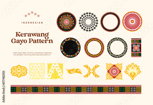 Isolated Kerawang Gayo Pattern Acehnese Traditional Culture Illustration