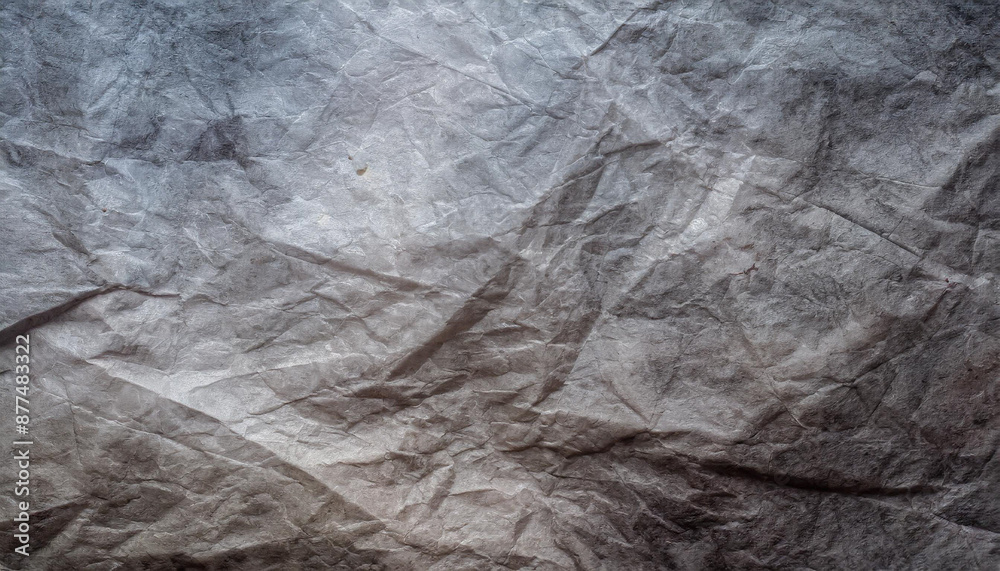 Naklejka premium black crumpled paper texture blank dark background with creases