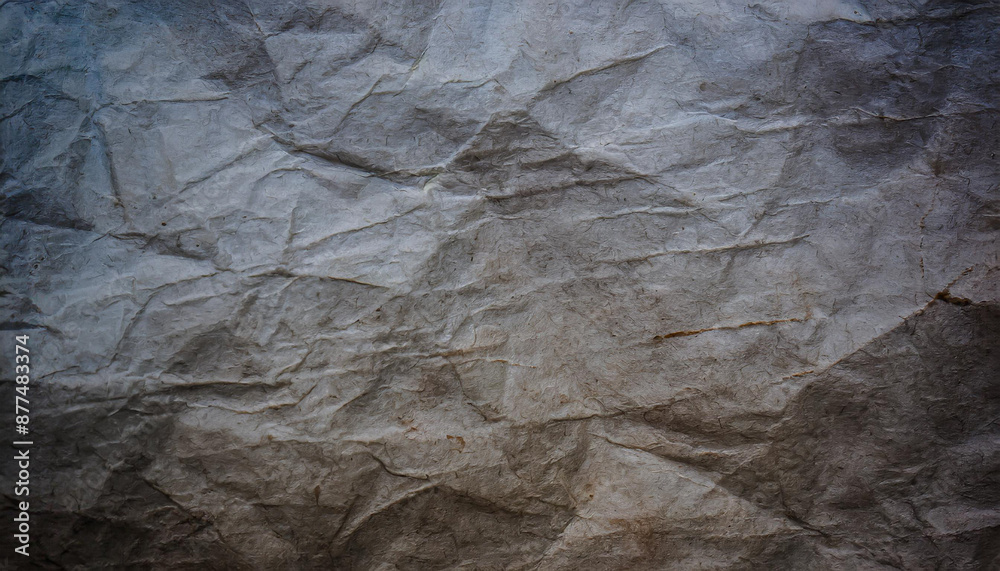 Naklejka premium black crumpled paper texture blank dark background with creases