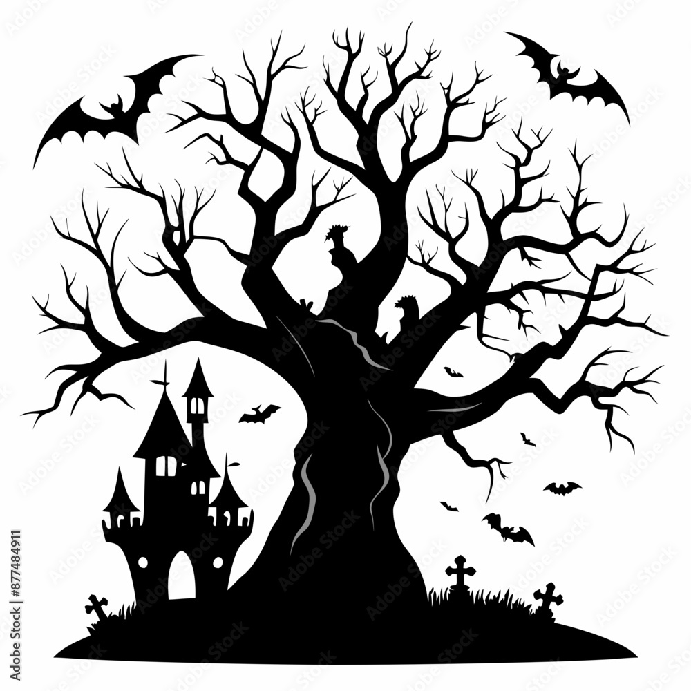silhouette of a tree,gothic tree for Halloween vector