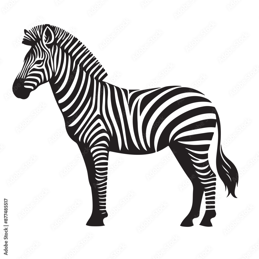 Fototapeta premium zebra Silhouette vector art illustration white back ground