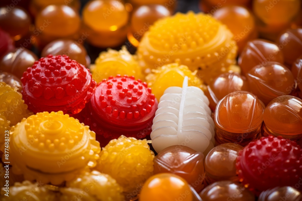 Delicate Thai candies flower dessert. Food love colorful candy snack. Generate Ai Delicate Thai candies flower dessert. Food love colorful candy snack. Generate Ai