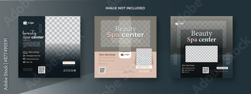 Beauty & spa salon flyer social media post template design. Makeup parlour, health or body massage, . Instagram post set design template