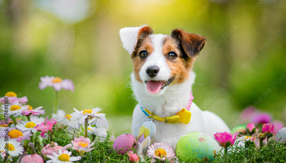 ck Russell Terrier dog with and easter egg ck Russell Terrier dog with and easter egg