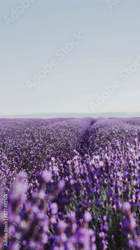 A serene field of lavender under a clear sky wallpaper.