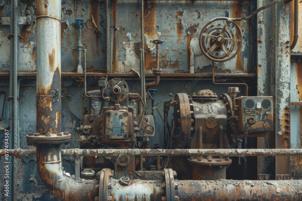 Abandoned industrial site with rusted machinery, representing the legacy of pollution and carbon emissions. Abandoned industrial site with rusted machinery, representing the legacy of pollution and carbon emissions.
