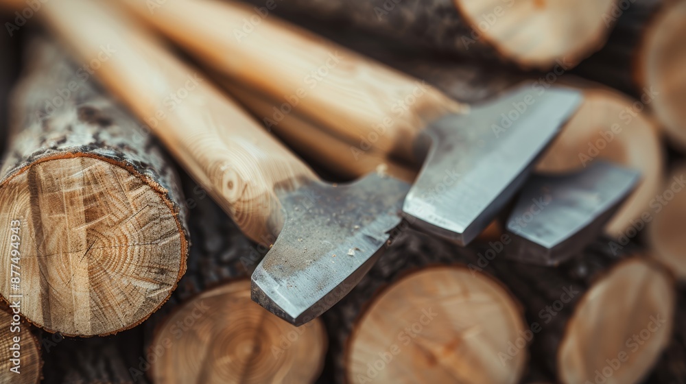 A close-up of tree cutting tools used for cultivation and reforestation, focus cover all object A close-up of tree cutting tools used for cultivation and reforestation, focus cover all object