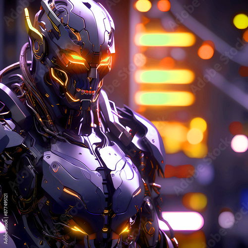 Abstract futuristic dark cyborg background photo