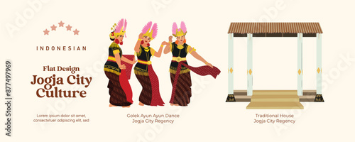 Isolated Indonesian Yogyakarta flat design culture and landmark