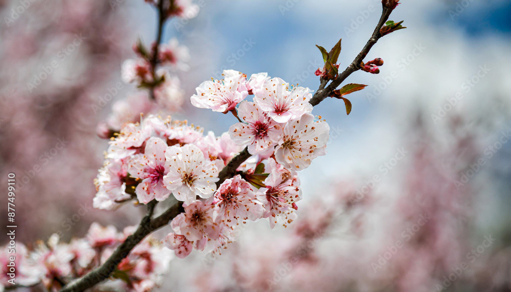Garden peach flowers. Peach tree with pink flowers on a spring day. The concept of gardening, agriculture. Garden peach flowers. Peach tree with pink flowers on a spring day. The concept of gardening, agriculture.