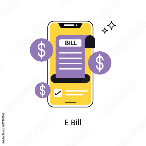 E Bill vector Flat Design illustration. Symbol on White background EPS 10 File 