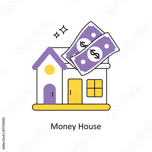 Money House vector Flat Design illustration. Symbol on White background EPS 10 File 