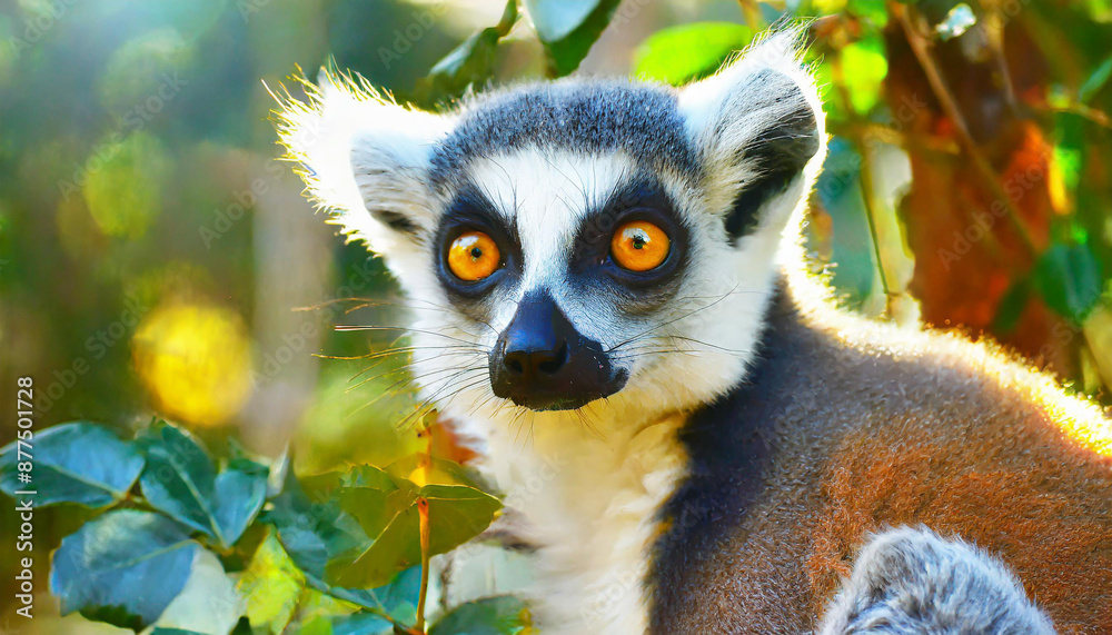 Lemur looking, Ring-tailed lemur Lemur catta wild portrait Lemur looking, Ring-tailed lemur Lemur catta wild portrait