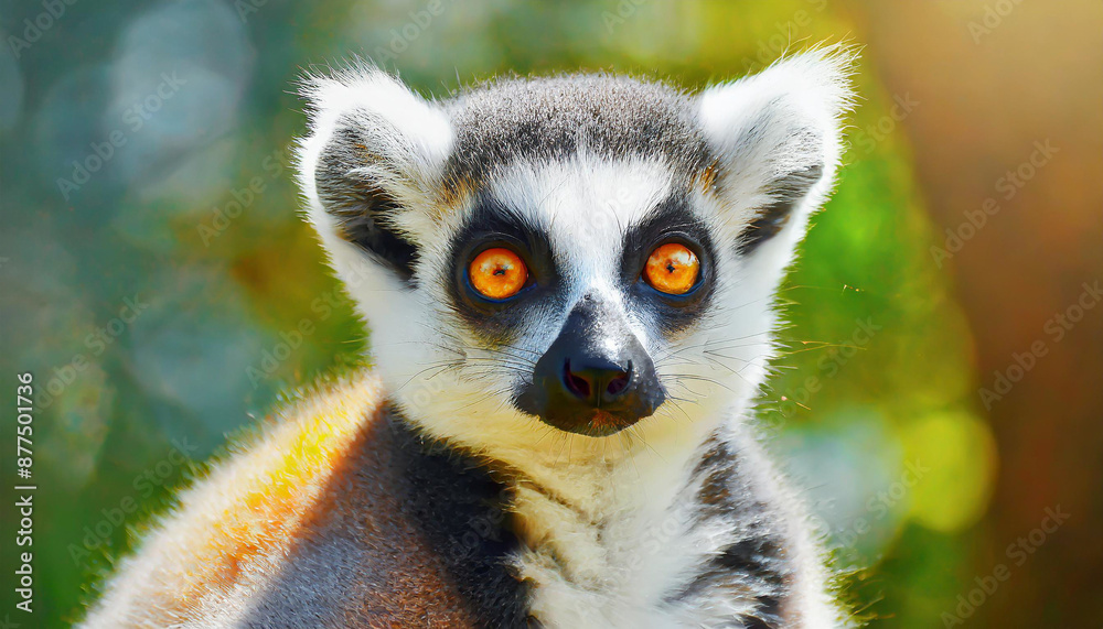 Obraz premium Lemur looking, Ring-tailed lemur Lemur catta wild portrait