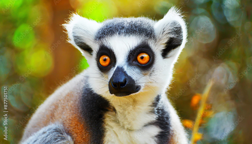 Fototapeta premium Lemur looking, Ring-tailed lemur Lemur catta wild portrait