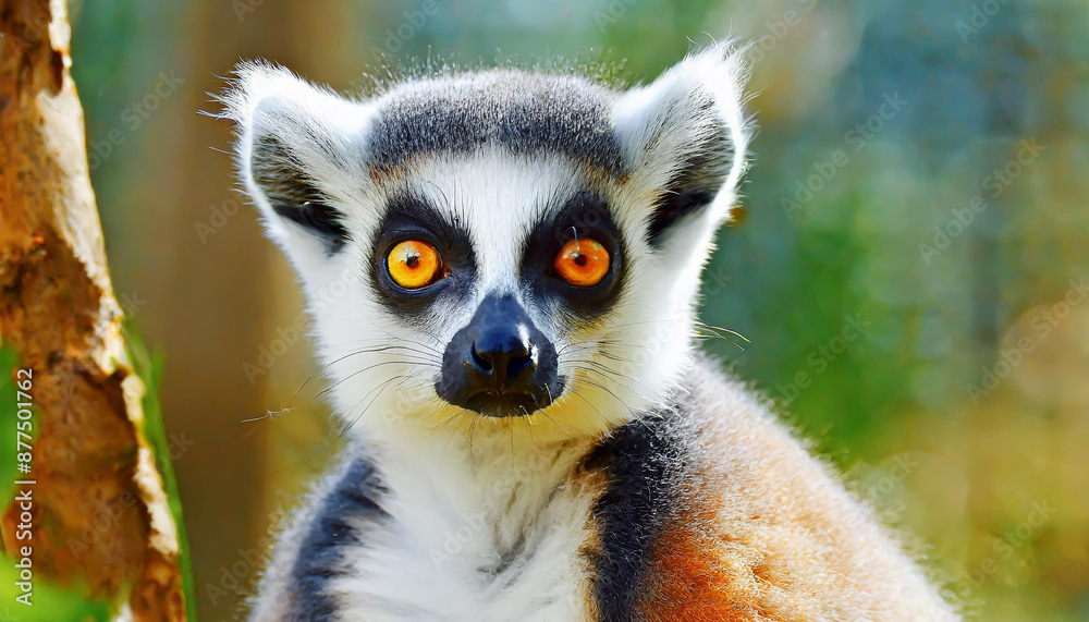 Lemur looking, Ring-tailed lemur Lemur catta wild portrait Lemur looking, Ring-tailed lemur Lemur catta wild portrait