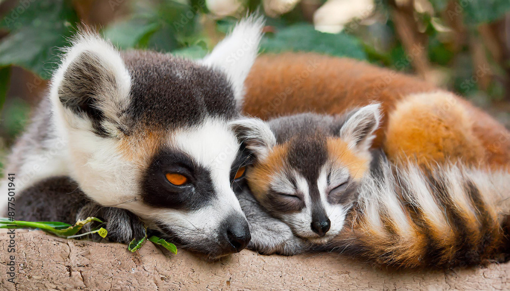 Fototapeta premium Lemur looking, Ring-tailed lemur Lemur catta wild portrait