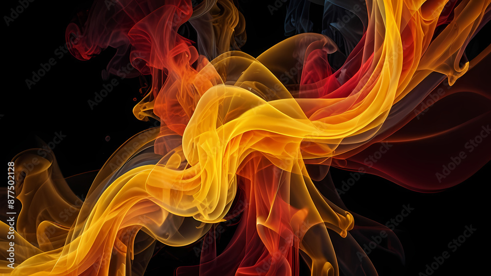 Fototapeta premium abstract background showcasing dynamic and fiery smoke patterns in red, orange, and yellow hues