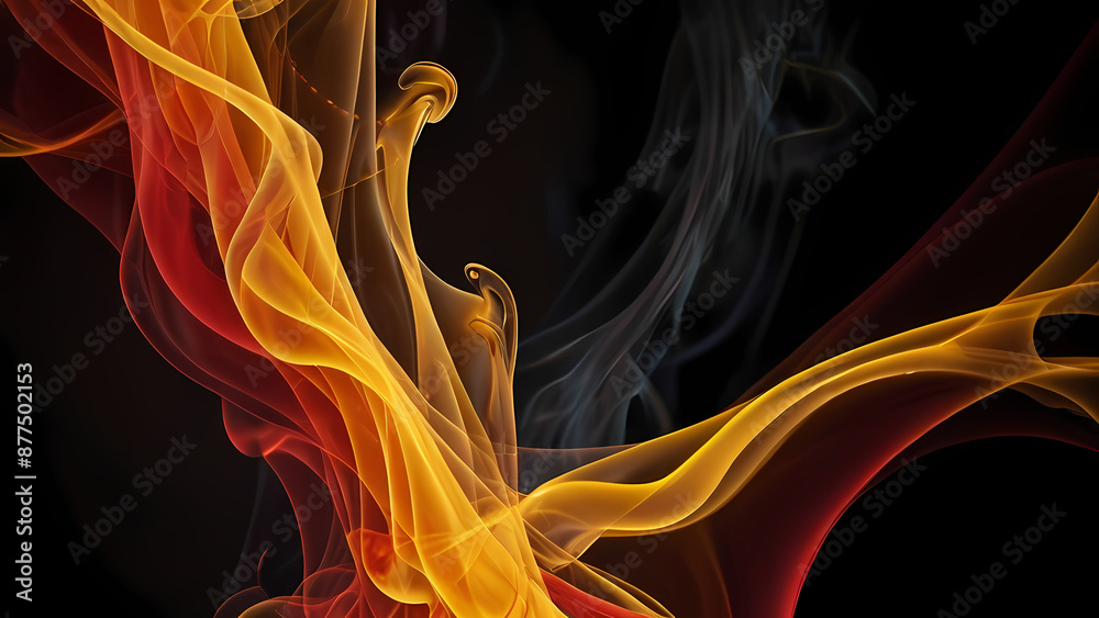 Obraz premium abstract background showcasing dynamic and fiery smoke patterns in red, orange, and yellow hues