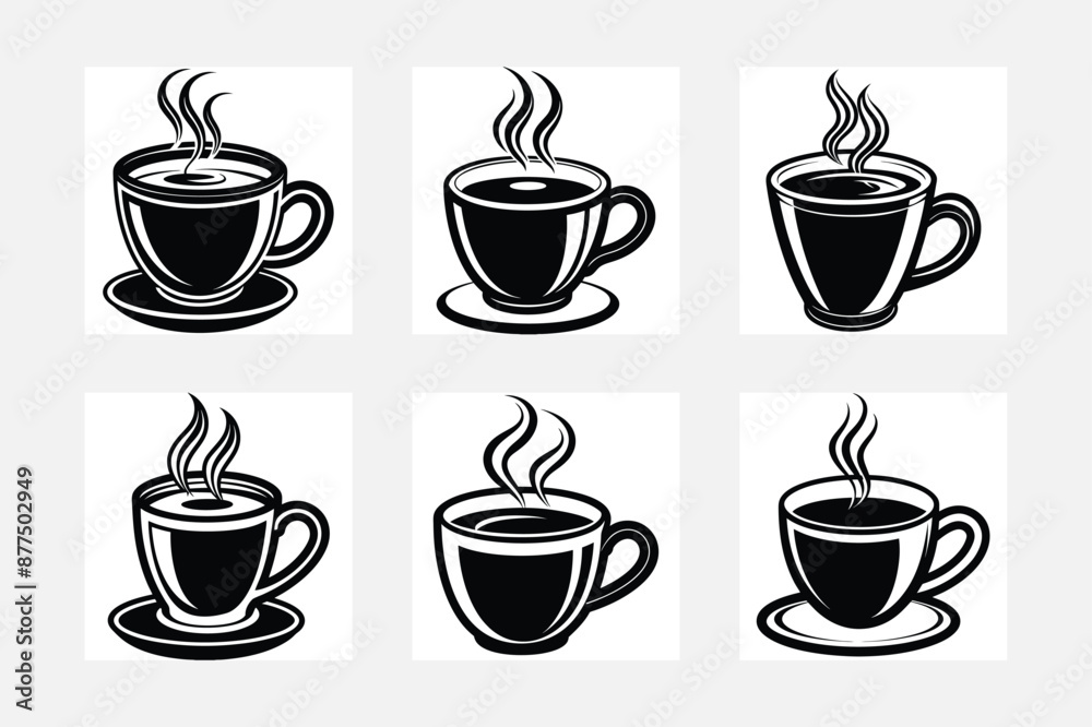 Obraz premium Tea cup simple illustration silhouette set