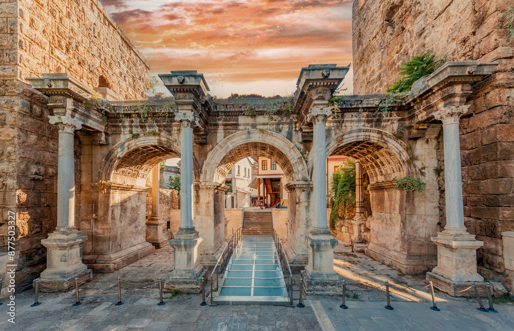 The Hadrians Gate view in Antalya City of Turkey