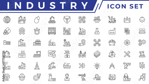 Industry icon set. Factory, manufacturing symbol. Vector illustration