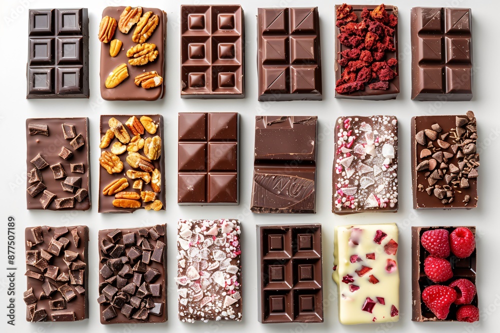 Assorted Gourmet Chocolate Bars with Various Toppings Assorted Gourmet Chocolate Bars with Various Toppings