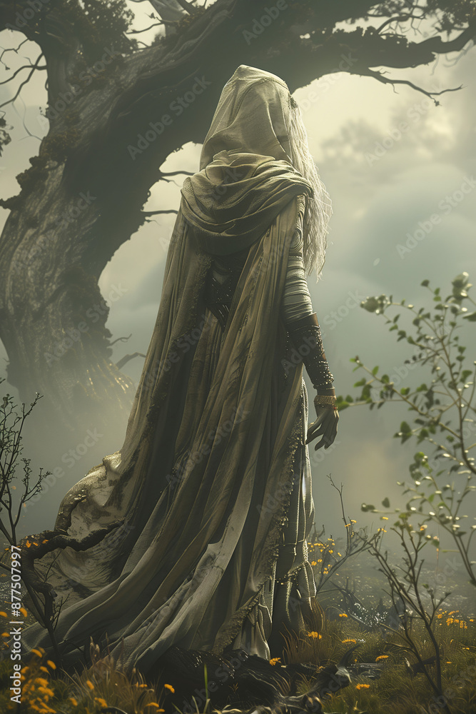 A mysterious hooded figure stands in an enchanted forest surrounded by ancient trees and mist. The scene evokes a sense of fantasy and adventure, perfect for mystical and storytelling themes.
A mysterious hooded figure stands in an enchanted forest surrounded by ancient trees and mist. The scene evokes a sense of fantasy and adventure, perfect for mystical and storytelling themes.