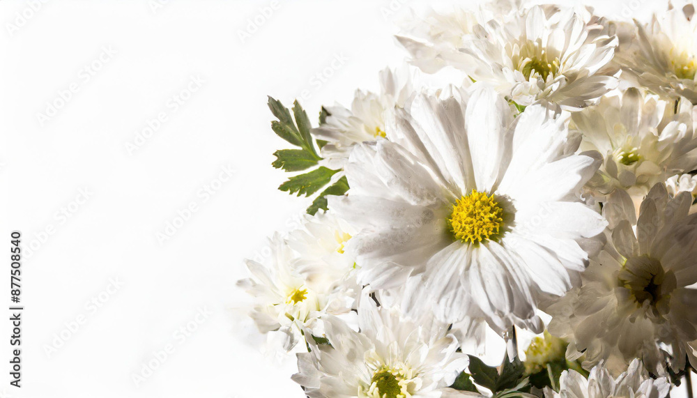 wild flowers on a white background with space for text. wild flowers on a white background with space for text.