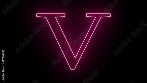 Capital letter V. alphabet letter V - symbol isolated on black background. neon color text v.