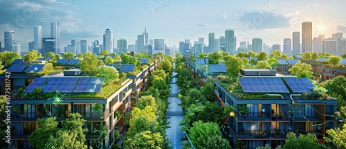 Futuristic Solar-Powered Smart City Infrastructure with Digital Network Connections