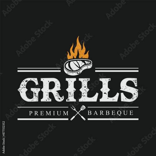 Barbeque smokehouse bbq barbecue bar and grill logo design