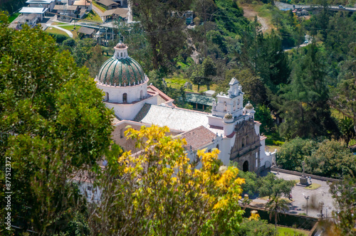 The Guapulo church, between the two valleys, close to Quito, on a sunny morning, Ecuador