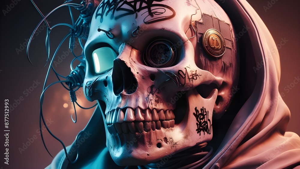 An intricate and sublime skull with Cyberdelic influences Generative AI An intricate and sublime skull with Cyberdelic influences Generative AI