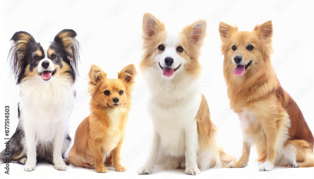 Collage made of different purebred dogs looking against white studio background. Smart, beautiful pets. Concept of animal theme, care, pet friend, vet, doggie lifestyle Collage made of different purebred dogs looking against white studio background. Smart, beautiful pets. Concept of animal theme, care, pet friend, vet, doggie lifestyle