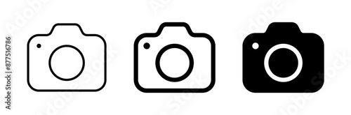 camera icon set. camera photo icon symbol, snapshot sign . line outline icons, flat style