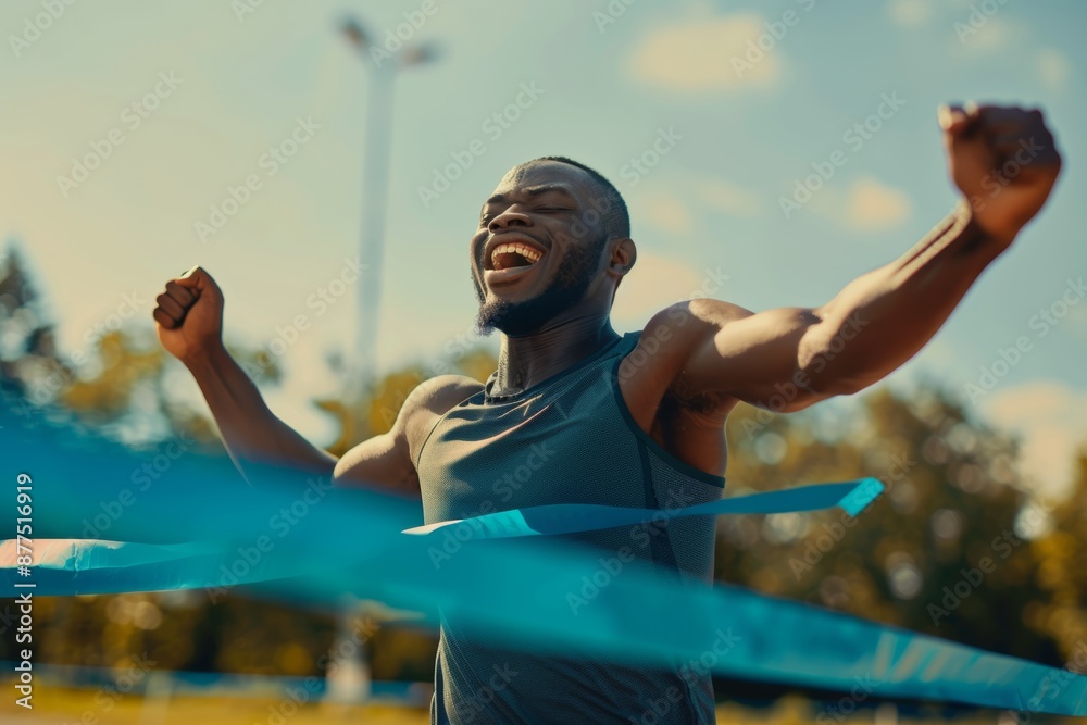 Athlete Celebrating Victory at Finish Line