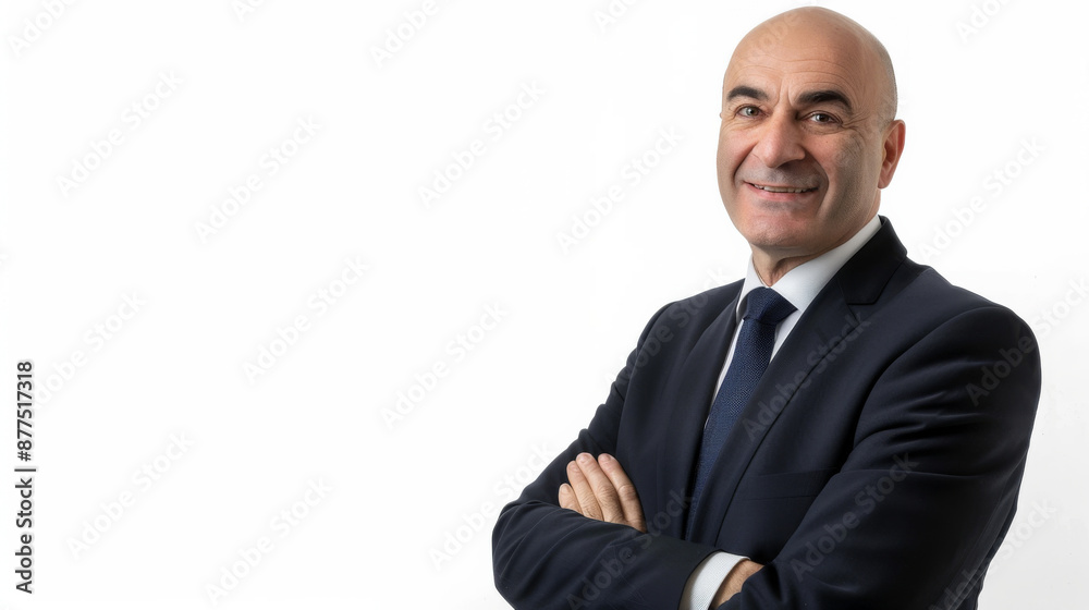 A confident, smiling professional in formal attire poses against a clean, white background, exuding professionalism and approachability. A confident, smiling professional in formal attire poses against a clean, white background, exuding professionalism and approachability.