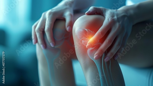 Obraz na płótnie a person knee Pain and Osteoarthritis w salonie