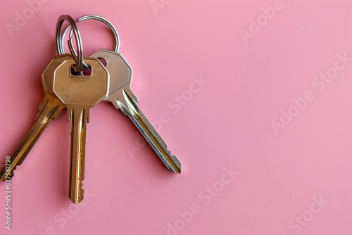 Set of House Keys on a Pink Background