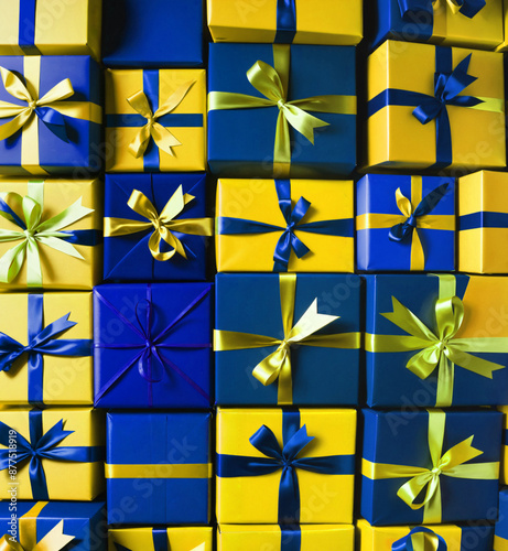 top view of christmas gifts...