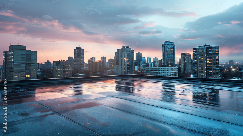 Obraz premium Bird's-eye view of the roof of a commercial building