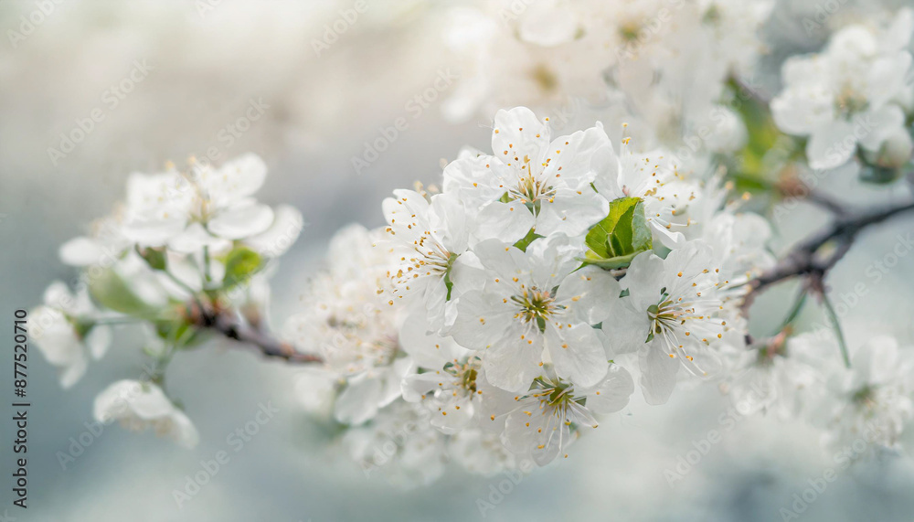 Spring. Blossoming tree brunch with white flowers Spring. Blossoming tree brunch with white flowers